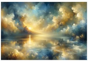 Tapeta zlaté slnko nad modrou hladinou