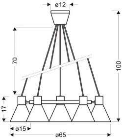 Candellux Čierno-zlatý závesný luster More pre žiarovku 5x E27 35-71163
