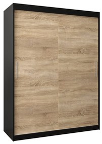 Šatníková skriňa 150 cm Toki (Čierna matná + Dub sonoma). Akcia -45%. Vlastná spoľahlivá doprava až k Vám domov. 1064824