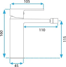 Rea Argus, stojanková bidetová batéria h-160, zlatá matná, REA-B6411