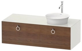 DURAVIT White Tulip závesná skrinka pod umývadlo na dosku vpravo, 1 zásuvka, 1300 x 550 x 408 mm, americký orech masív/biela matná, WT4982R7736