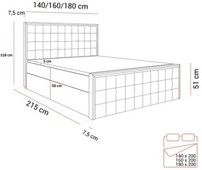 VYSOKÁ ČALÚNENÁ POSTEĽ NOEMI SILVER 180X200 ROYAL VELVET 196