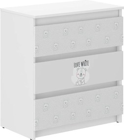 Wooden Toys Detská komoda R-3 BIELY MEDVEDÍK
