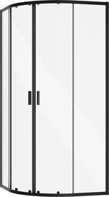 Besco Štvrťkruhový sprchový kút ZARYA BLACK HR 80x80 (90x90) + vanička ALEX biela BESCO-Rozmery: 90x90