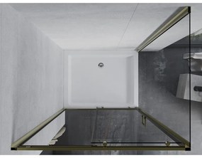 Mexen Apia, sprchový kút s posuvnými dverami 100 (dvere) x 80 (stena) cm, 6mm číre sklo, zlatý profil + biela sprchová vanička RIO, 840-100-080-50-00-4510