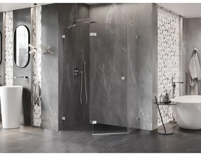 Mexen Lunar, Päťuholníkový sprchový kút Mexen Lunar s výklopným ľavým oknom 100 x 80 cm, 8mm číre sklo, chrómový profil, 831-100L-080P-01-00-L