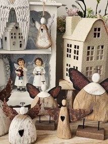 Dekorácia drevená figúrka anjel so srdiečkom Angel Rustic L - 20*6*25 cm