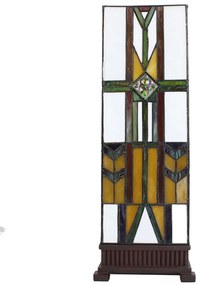 Béžovo-hnedá hranatá stolná lampa Tiffany Salli - 18*18*48 cm E14/max 1*40W