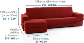 Super strečové poťahy NIAGARA tehlová sedačka s otomanom vľavo (š. 200 - 300 cm)