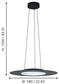 Eglo 99125 - LED RGB Stmievateľný luster na lanku COMPO ROSSO-C LED/16W/230V