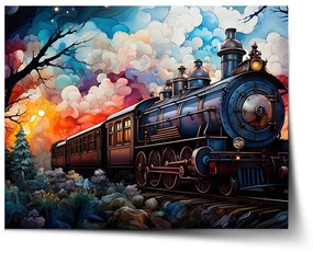 Sablio Plagát Parná lokomotíva v kúzelnej krajine - 60x40 cm