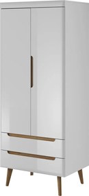 Šatníková skriňa Nordi, dub riviera/bielylesk