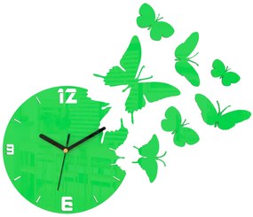 3D nalepovacie hodiny Butterflies zelené