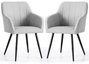 Sada dvoch jedálenských stoličiek LUXANO svetlosivé / čierne nohy (2 ks)