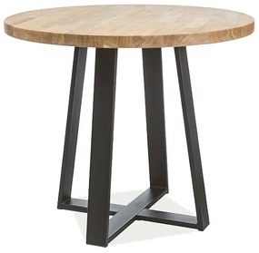 Čierny jedálenský stôl s dubovou doskou VASCO fi 80