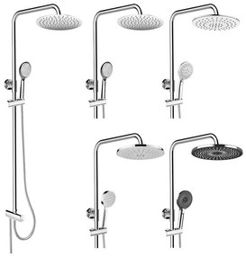 Mereo, Sprchový set s tyčou, čierna hlavová sprcha a trojpolohová ručná sprcha, MER-CB95001SB1