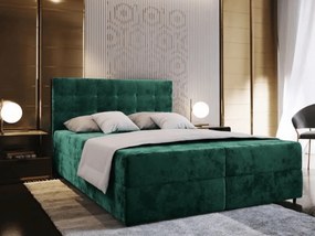 Čalúnená posteľ boxspring GLORIEN VELVET 160x200 cm tmavozelená Matrac: Matrac Bonell pružinový