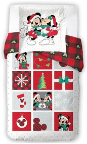 Vianočné obliečky Minnie a Mickey Šťastné a Veselé 140x200/70x90 cm