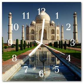 Nástenné sklenené hodiny Taj mahal 30x30 cm