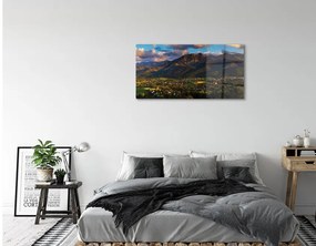 Sklenený obraz horské slnko 120x60 cm