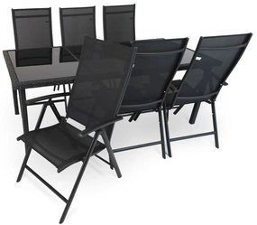 Záhradná zostava Orsino - 6 miest, čierna