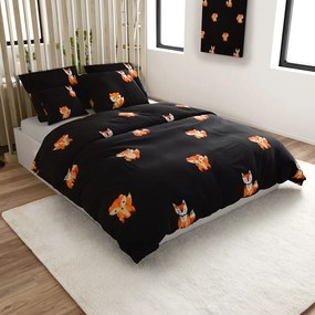 Obliečky z mikrovlákna FOXES čierne Rozmer obliečky: 2 ks 70 x 80 cm | 160 x 200 cm