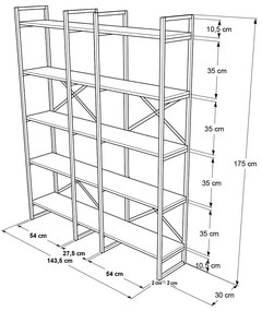 Dizajnový regál Pennie 175 cm borovica