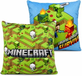 Obojstranný vankúš Minecraft - motív Survive | 38 x 38 cm