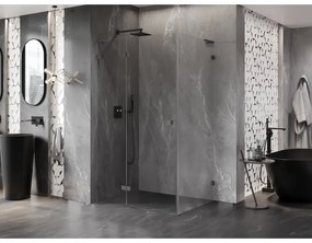 Mexen Lunar, L sklápací sprchový kút ľavý 100 x 80 cm, 8mm číre sklo, grafitový profil, 834L-100-080-95-00-L