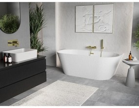Mexen Oris, voľne stojaca ryhovaná vaňa 150 x 75 cm, biela lesklá, przelew złoty- 52871507500-50