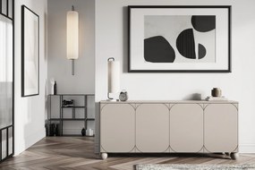 Komoda Sonatia II 200 cm štvordverová na guľatých nohách - kašmír