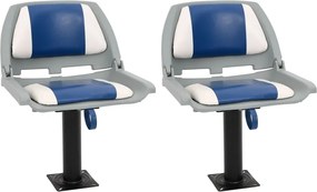 vidaXL 4-dielne skladacie sedadlo do člna, modro biele 48x51x41 cm