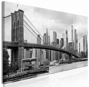 Artgeist Obraz - Road to Manhattan (1 Part) Narrow Black and White Veľkosť: 120x40, Verzia: Na talianskom plátne
