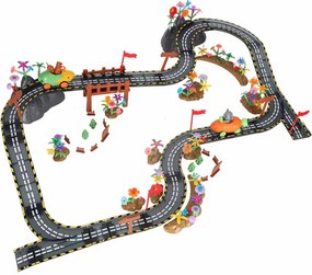 Magnetická autodráha KIK s magnetickými kockami, 310 dielikov, 2 svietiace autíčka