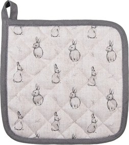 Béžová bavlnená chňapka - podložka s králikom Bunny Buddies - 20*20 cm