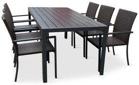 Záhradný jedálenský set Viking XL + 6x ratanová stolička Wicker Pat