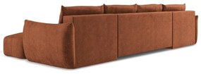 Terakotová ženilková rozkladacia rohová pohovka (do tvaru "U") Leila – Makamii