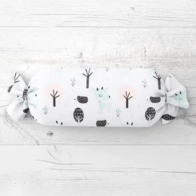Biante Detský vankúš valec bonbon Sandra SA-369 Srnčekovia a ježkovia v lese 15x40 cm