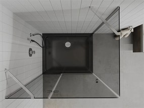 Mexen Roma, sprchový kút s krídlovými dverami 80 (dvere) x 100 (stena) cm, 6mm šedé sklo, chrómový profil + slim sprchová vanička čierna + chrómový sifón, 854-080-100-01-40-4070