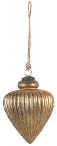 Zlatá vianočná ozdoba s patinou v tvare trojuholníka M - Ø 13 * 16 cm