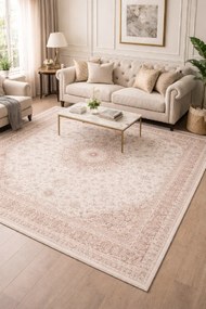 Koberec Jasmin 9871 CREAM – krémový so vzorom, akryl Rozmer: 80x150 cm