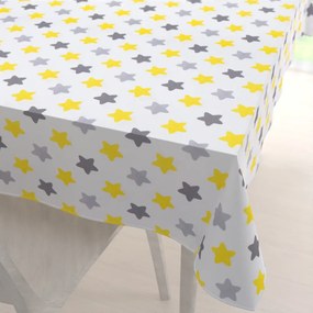 Biante Detský bavlnený obdĺžnikový obrus Sandra SA-203 Žlto-sivé hviezdy 50x100 cm