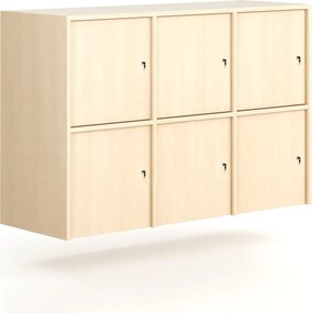 Nadstavba pre skrine FRAME, 6x dvere, 1299 x 450 x 854 mm, cylindrický zámok, breza