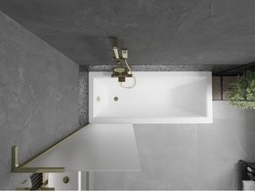 Mexen Next L, 1-krídlová vaňová zástena 60 x 150 cm, 6mm sklo námraza, zlatý lesklý profil, 895-060-000-03-30-50