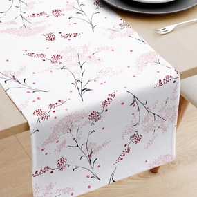 Goldea behúň na stôl 100% bavlnené plátno - japonské kvety na bielom 20x120 cm