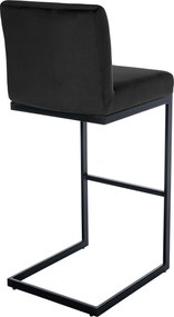 Barová stolička Hopewell B - zamat, čierny rám - čierna