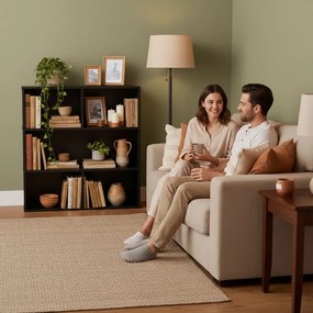 ModernHome Moderná knižnica - 3 police, čierna ModernHome