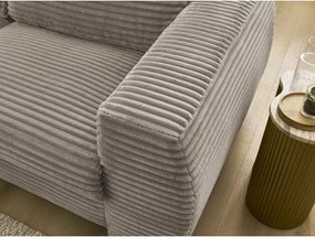 Taupe menčestrová pohovka na každodenné spanie/rozkladacia 220 cm Hugo – Bobochic Paris