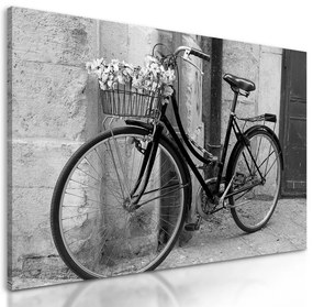 Obraz čiernobiely bicykel v Talianskom mestečku