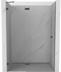 Mexen, Mexen Lunar ľavé otočné sprchové dvere 135 cm, transparentné, pištoľový kov - 834-135-000-95-00-L